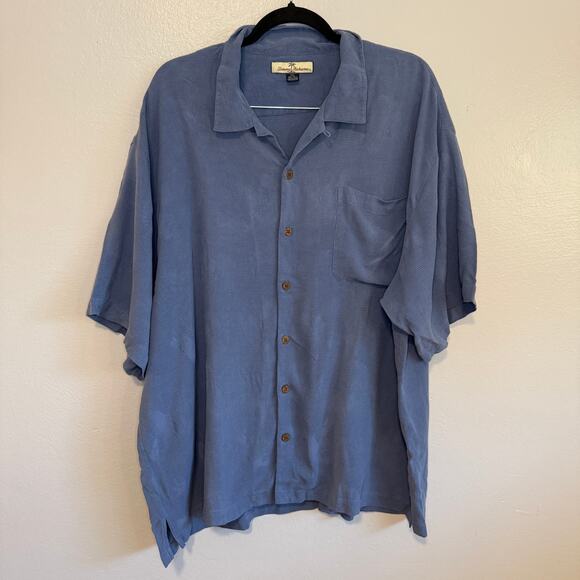 Tommy Bahama Men's Blue Hawaiian Shirt Lobster Imprint 100% SILK XXL - Picture 1 of 8